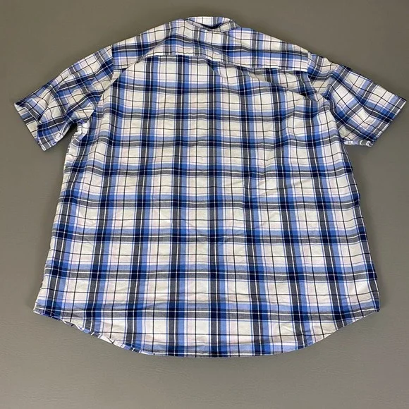 Croft & Barrow Button Down Shirt Men's Size XL Blue Easy Care Plaid Short Sleeve - Picture 11 of 12